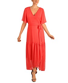 Tie-Belted Chiffon High-Low Maxi Dress