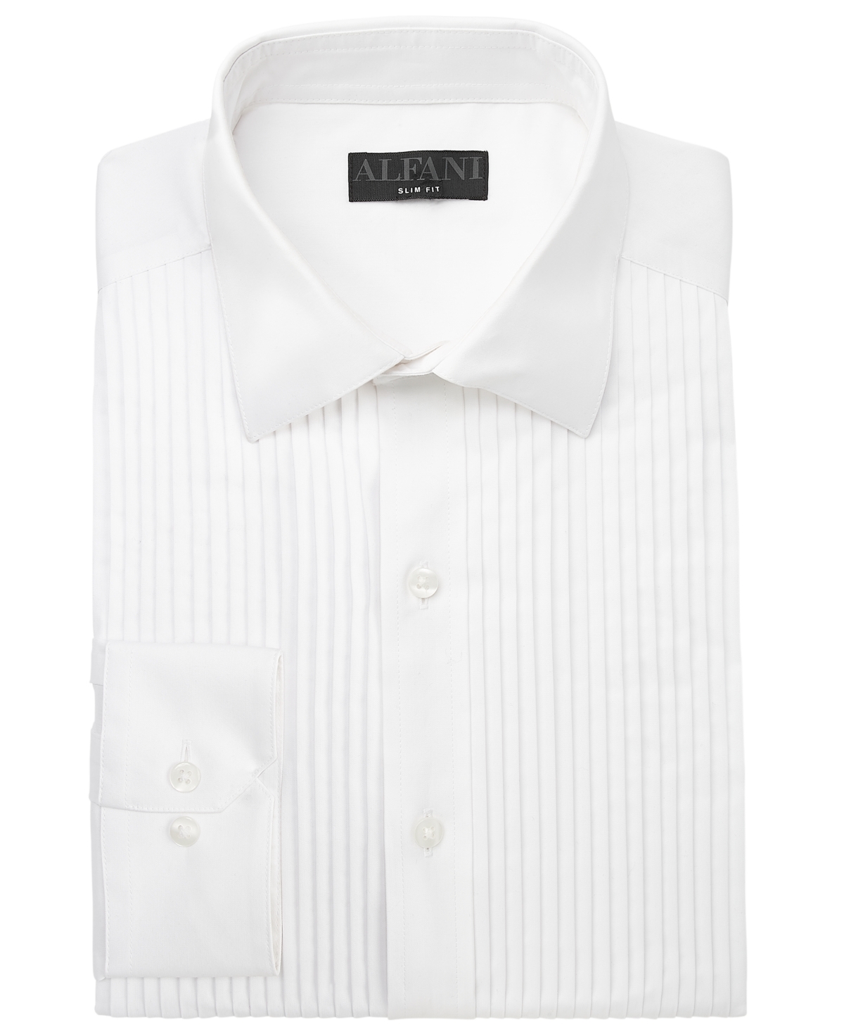 Alfani Men's Slim Fit Horizontal Pleated Panel Formal Shirt, Created For Macy's In Sierradale Whit