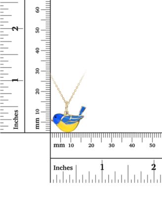 Enamel Bird 18" Pendant Necklace in 14k Gold