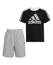 Little Boys French Terry T-Shirt and Short Set, 2 Piece