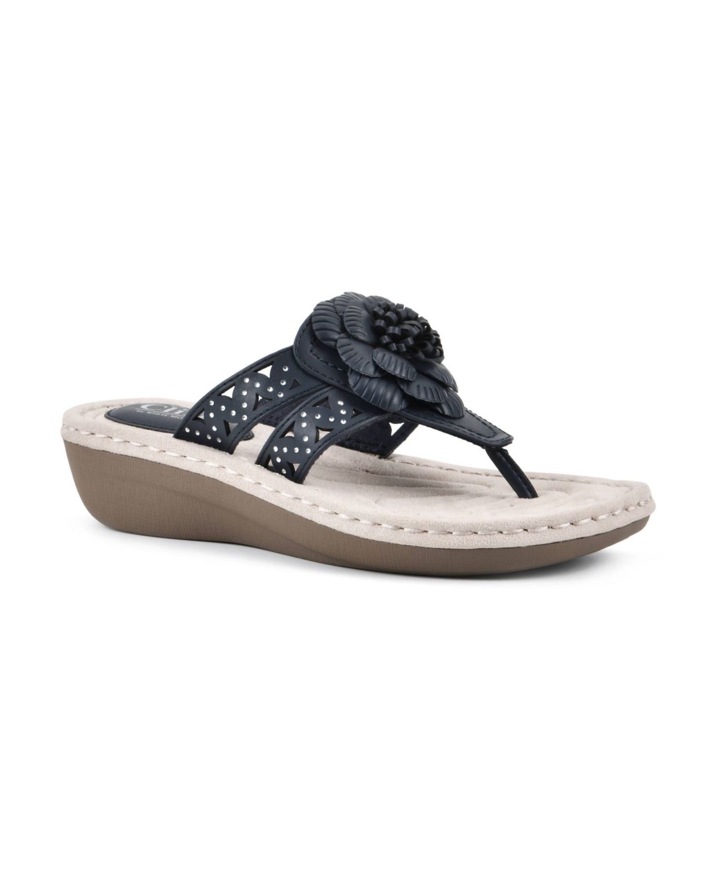 Женские сандалии Cliffs by White Mountain Cynthia Thong Sandal, цвет: Тёмно-синий гладкий — фото 1