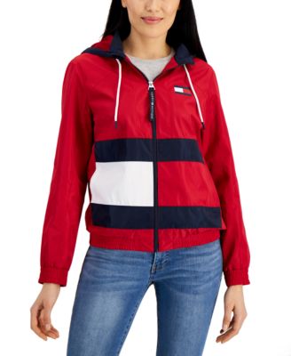 womens red windbreaker jacket