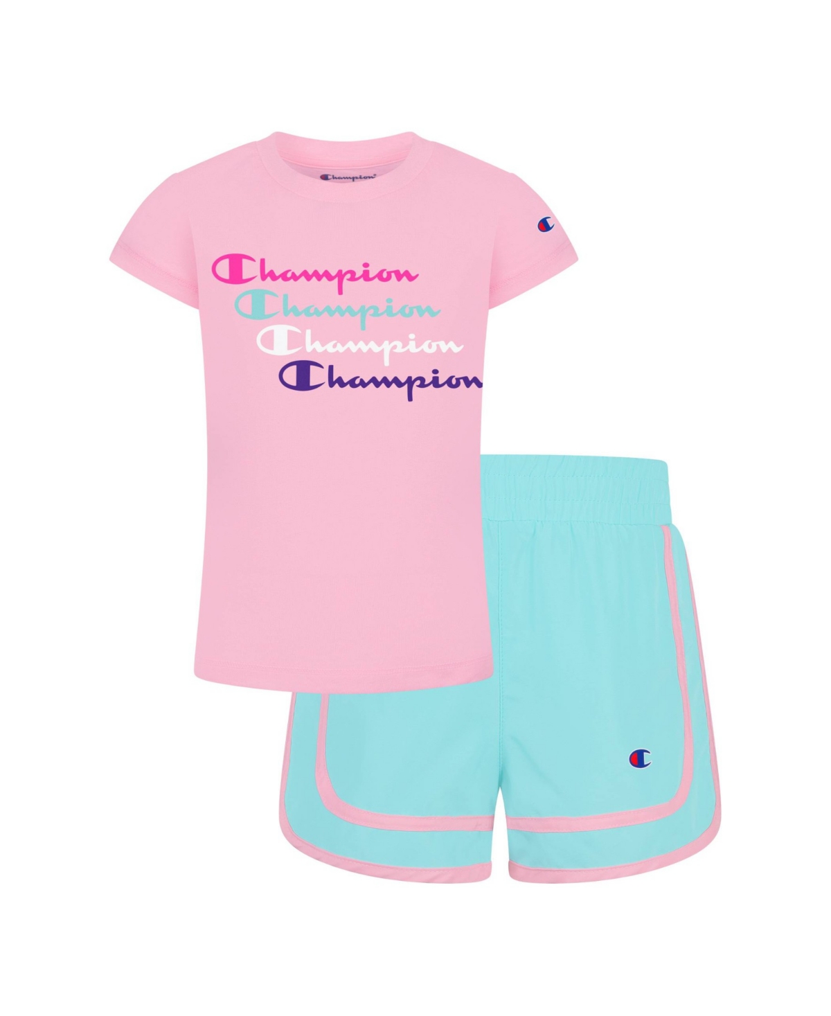 Champion Toddler Girls T shirt And Shorts 2 Piece Set In Pink Candy aruba Blue ModeSens