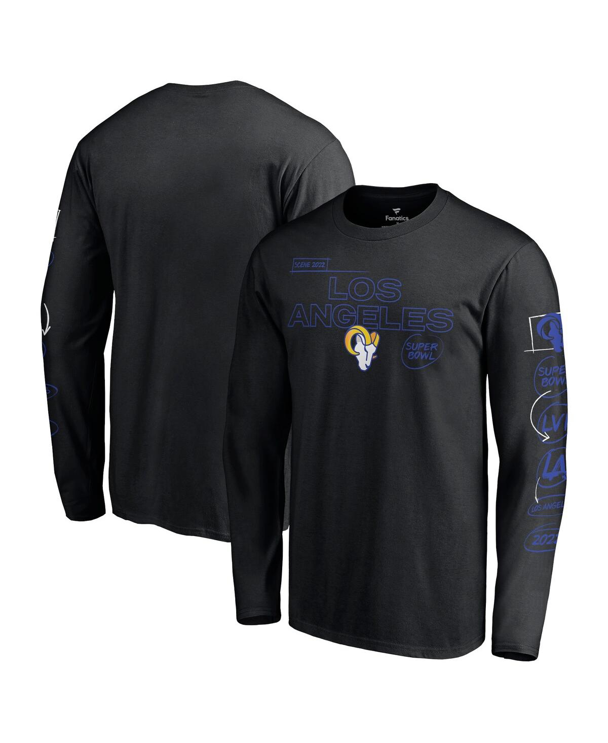 Men'sLos Angeles Rams Super Bowl Lvi Bound Big and Tall Hollywood Action Long Sleeve T-shirt - Black