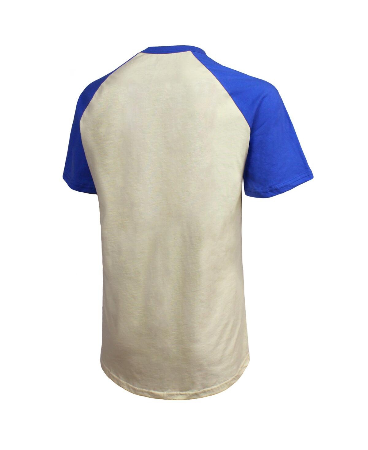 Majestic Men's  Threads Cream, Royal Los Angeles Rams 2021 Nfc Champions Raglan T-shirt In Cream,royal