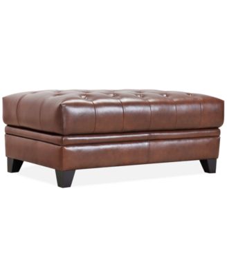Furniture - Ciarah Leather Storage Ottoman