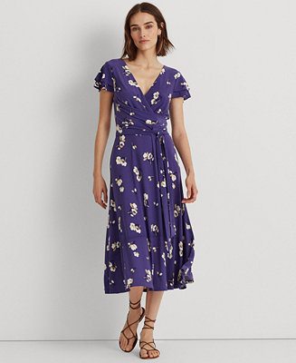Lauren Ralph Lauren Floral Flutter-Sleeve Jersey Dress & Reviews - Dresses  - Women - Macy's