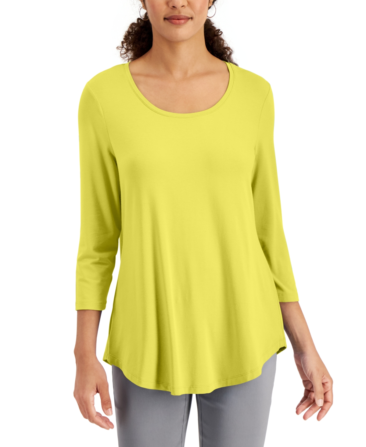 Jm Collection 3/4-Sleeve Solid Top, Created for Macy's