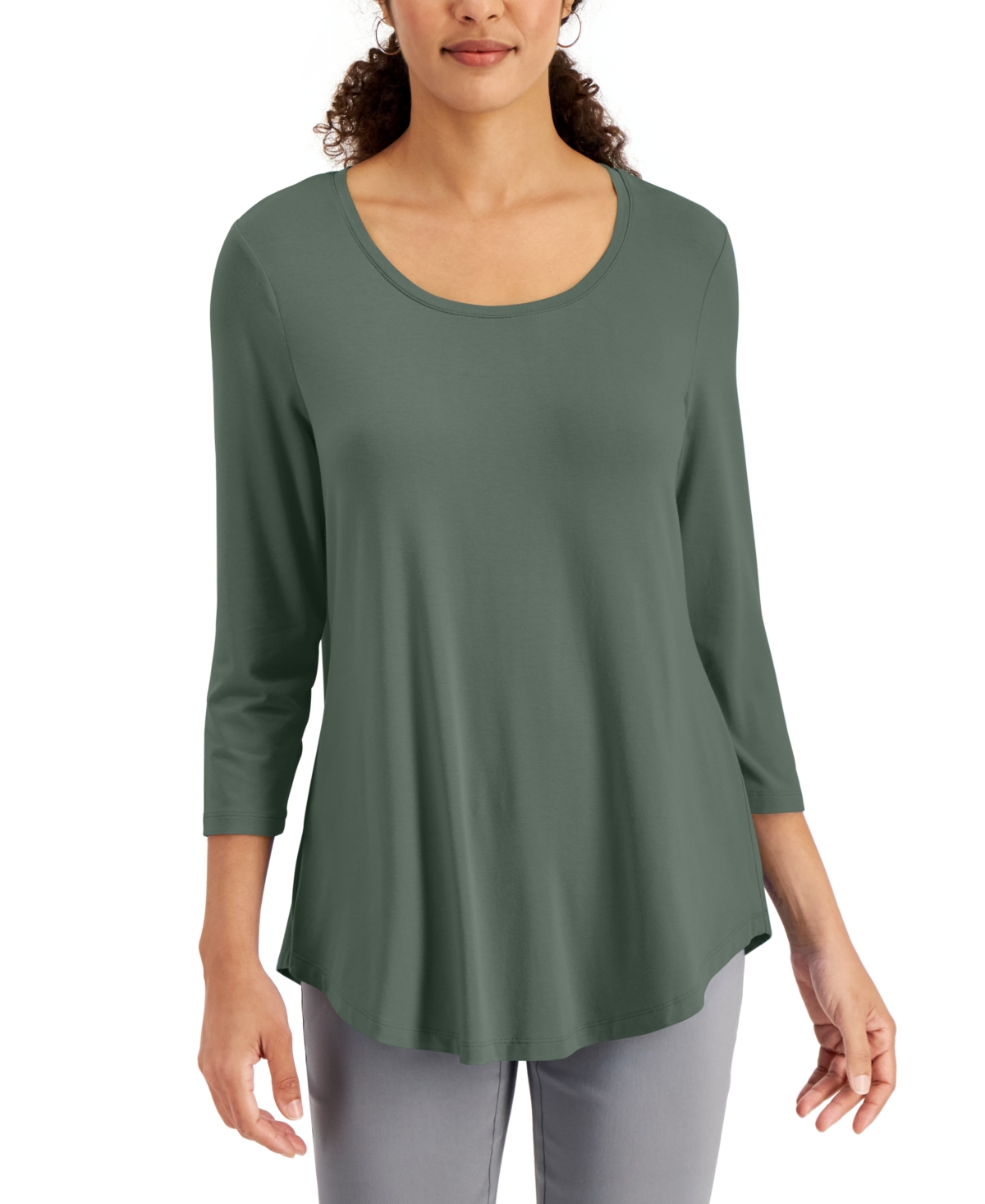 Jm Collection 3/4-Sleeve Solid Top, Created for Macy's