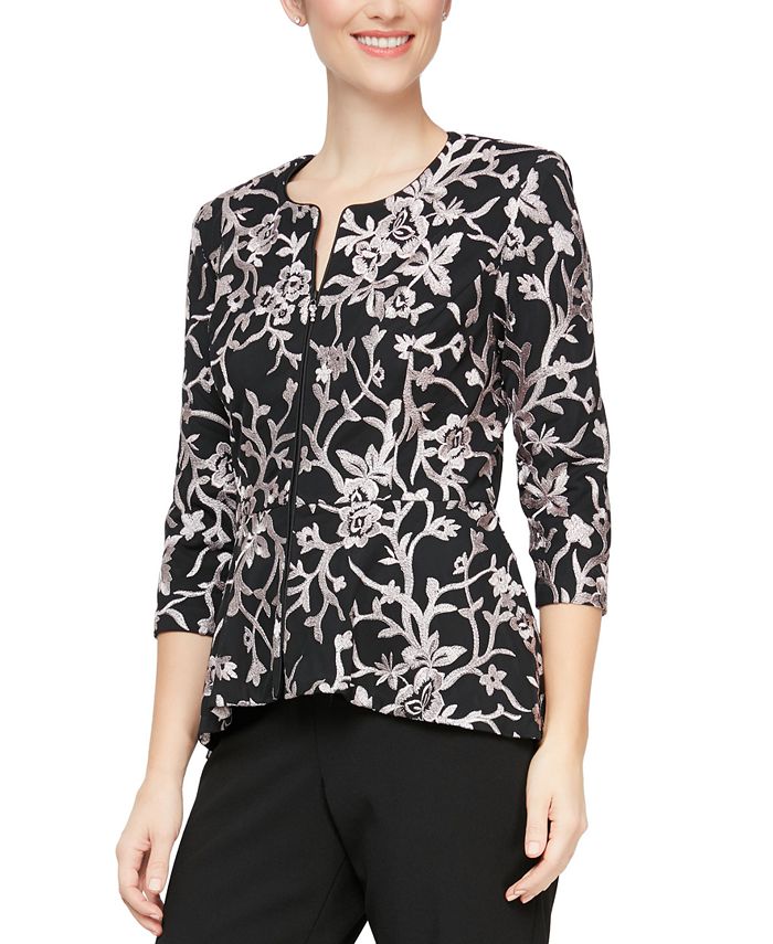 Alex Evenings Petite Embroidered Peplum Jacket Macy s