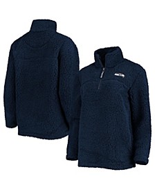 Women's College Navy Seattle Seahawks Sherpa Quarter-Zip Jacket