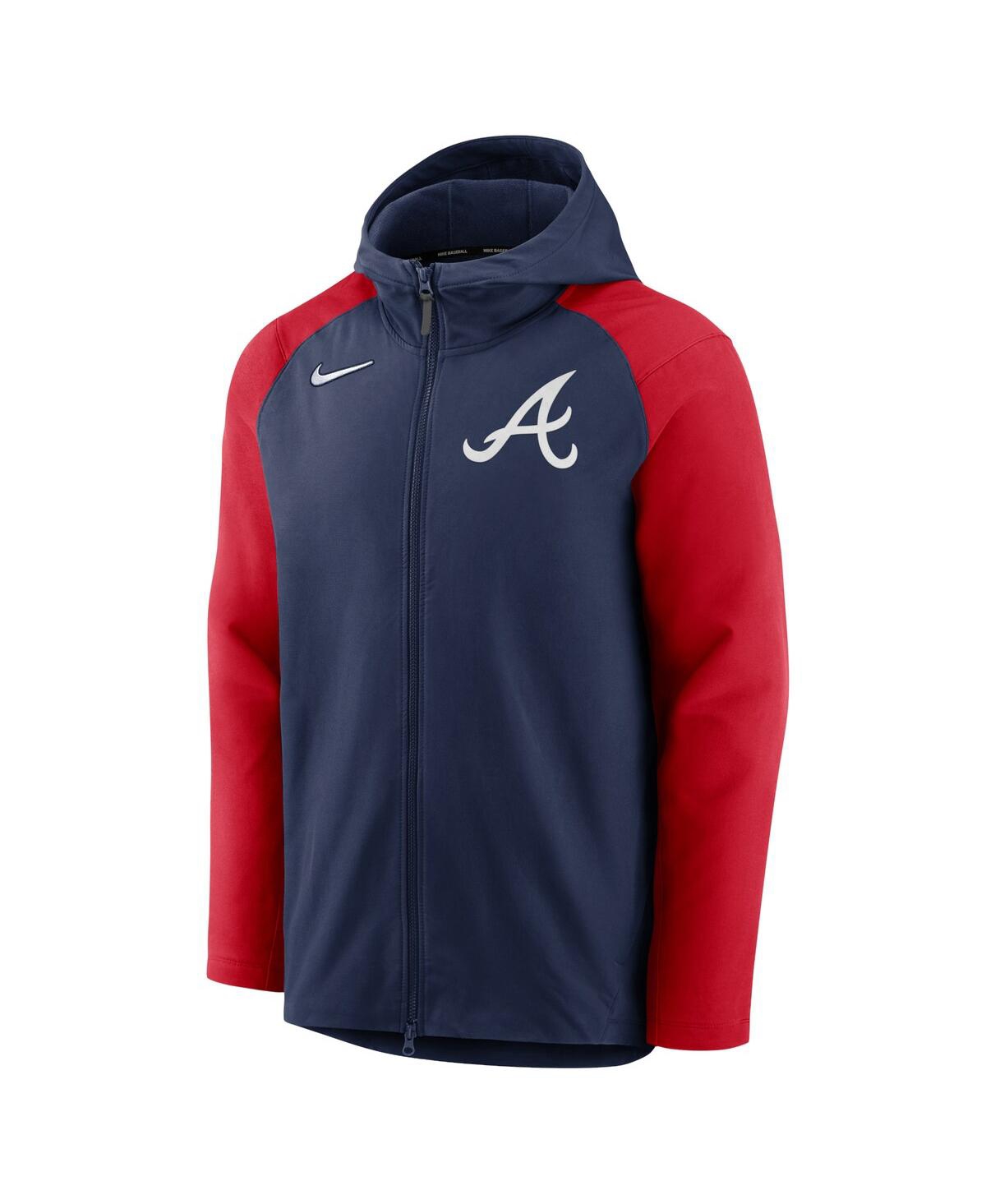 Shop Nike Men's  Navy And Red Atlanta Braves Authentic Collection Full-zip Hoodie Performance Jacket In Navy,red