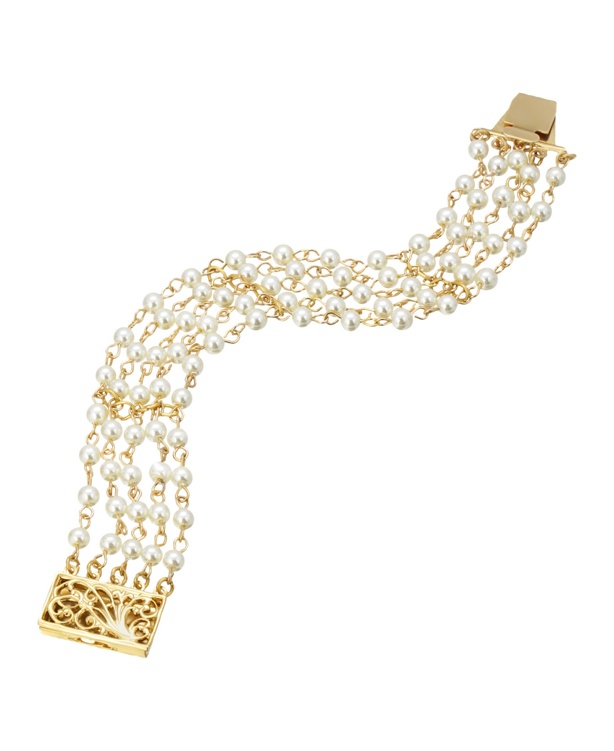 2028 Women's Imitation Pearl Five Row Bracelet In White