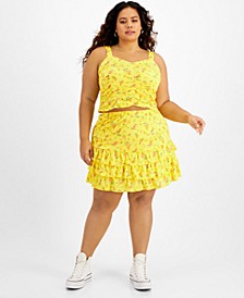 Trendy Plus Size Floral-Print Top & Skirt Set
