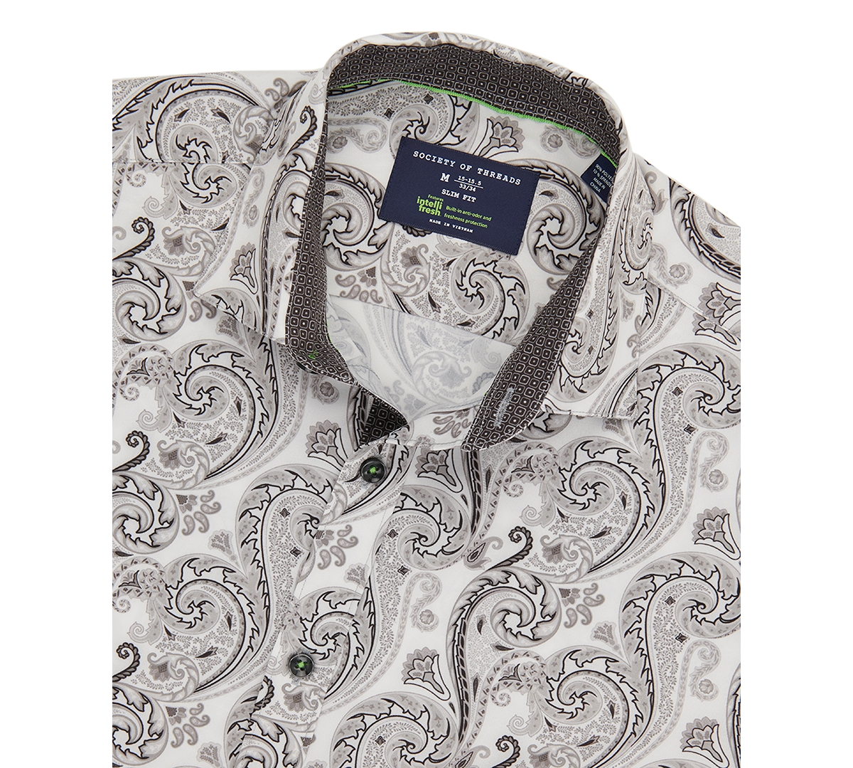 Society of Threads Men's Slim Fit Non-Iron Ornate Paisley Performance Dress Shirt