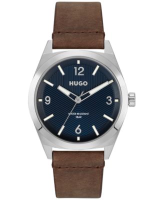 Hugo Boss - Men's Brown Leather Strap Watch 42mm