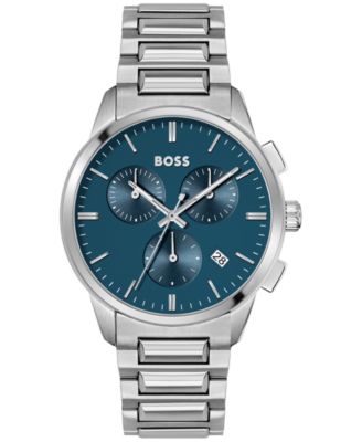 Hugo Boss - Men's Chronograph Silver-Tone Stainless Steel Bracelet Watch 43mm