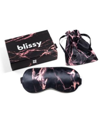 Blissy Pure Silk Sleep Mask - Rose Black Marble 35$