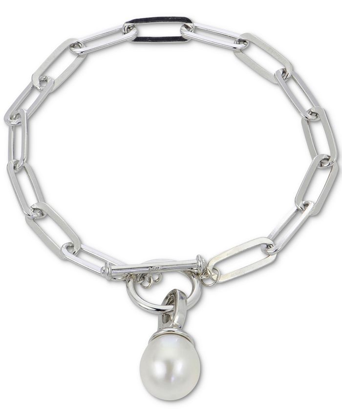 Tiffany Pearl and Stainless Steel Lock Necklace