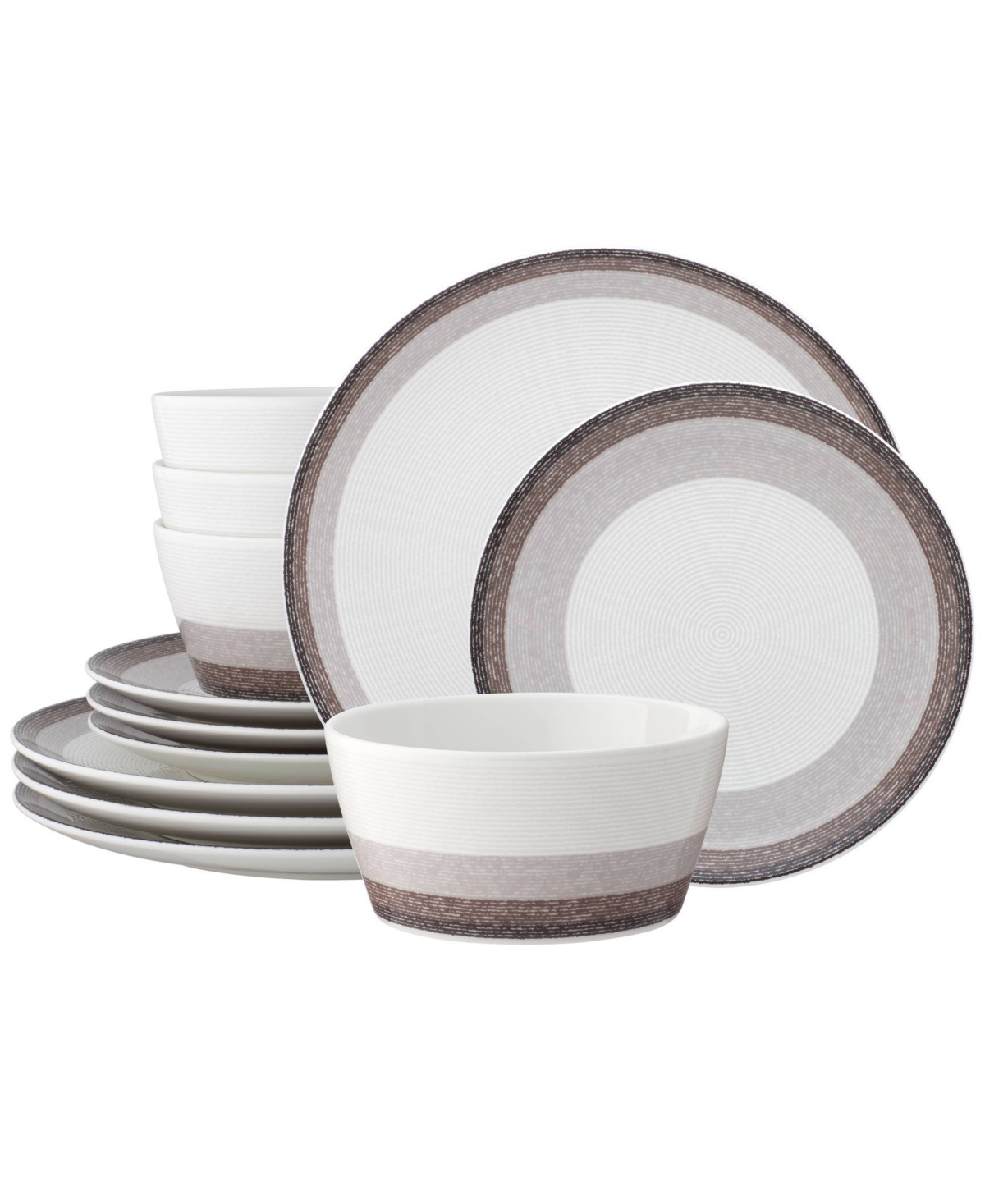 Colorscapes Canyon Layers 12 Piece Coupe Dinnerware Set - Canyon