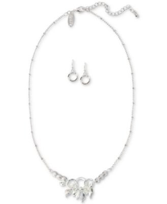 Photo 1 of Style & Co Silver-Tone Beaded Charm Hammered Ring Statement Necklace & Drop Earrings Set, W/GIFT BOX