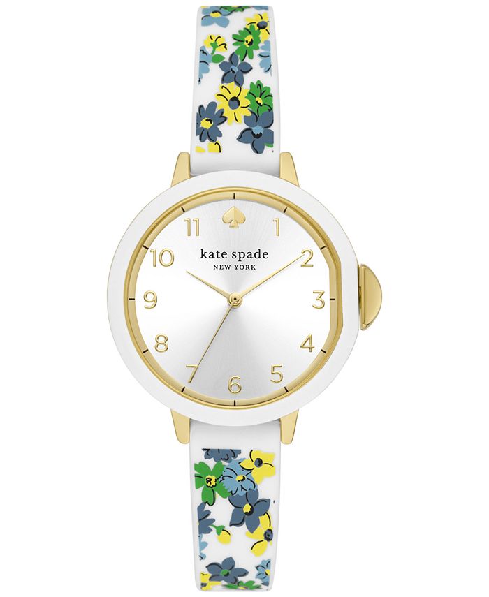 kate spade new york Women s Park Row White Floral Silicone Strap