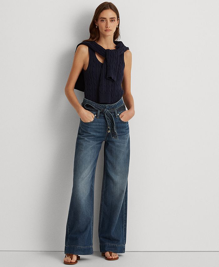 Lauren Ralph Lauren Belted High-Rise Straight Jeans & Reviews - Jeans -  Women - Macy's