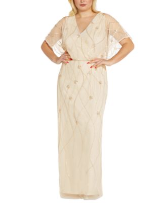 Adrianna Papell - Plus Size Beaded Sequined Gown
