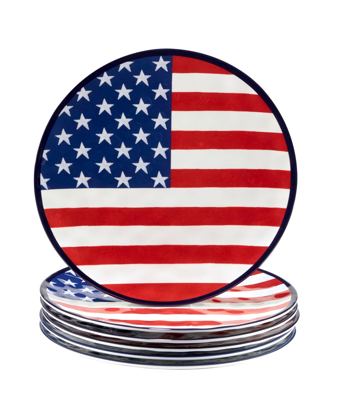 Stars and Stripes Melamine Plate Set, 6 Piece - Red