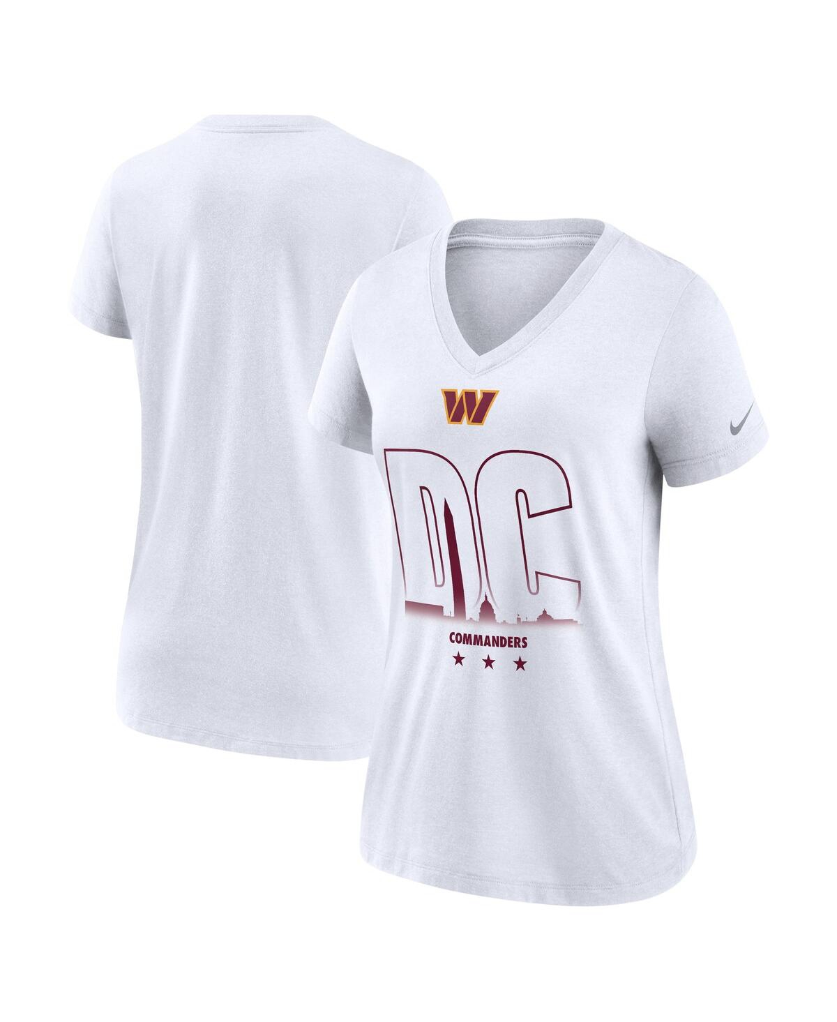Women's Nike White Washington Commanders Tri-Blend V-Neck T-shirt - White