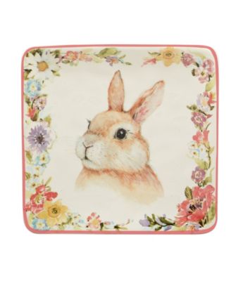Easter Garden 6" Assorted Square Canape Plates, Set of 4