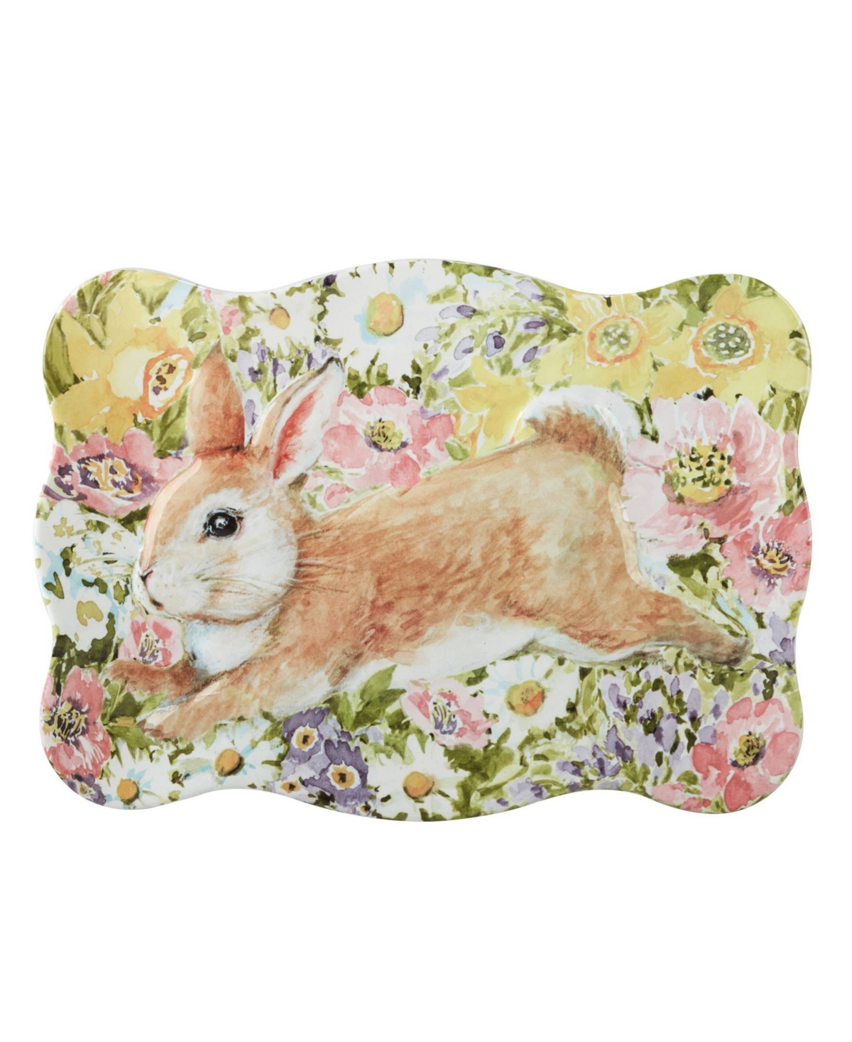 Certified International Easter Garden Rectangular Tray In Green,beige