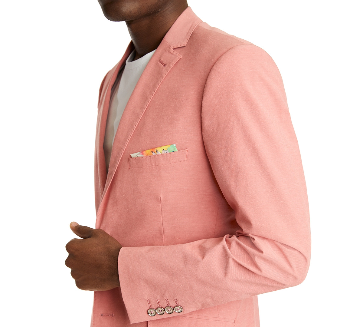 Paisley & Gray Men's Slim-fit Plaid Suit Jacket In Summer Peach