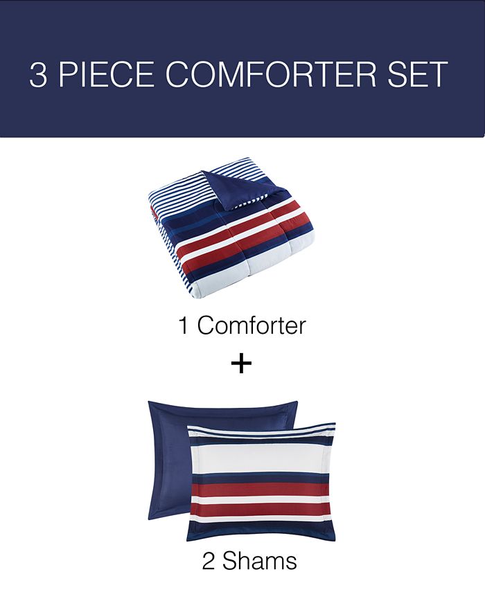 Pem America Red, White and Blue 3Pc. Full/Queen Comforter Set, Created