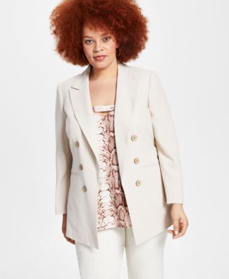 Bar III - Plus Size Textured Faux-Double-Breasted Blazer