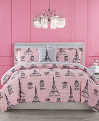 Shop Juicy Couture Juciy In Paris Duvet Cover Set Collection In Pink,black,gray