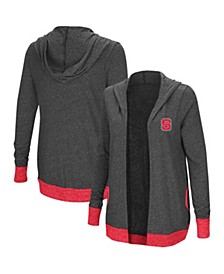Women's Heathered Charcoal NC State Wolfpack Steeplechase Open Cardigan with Hood