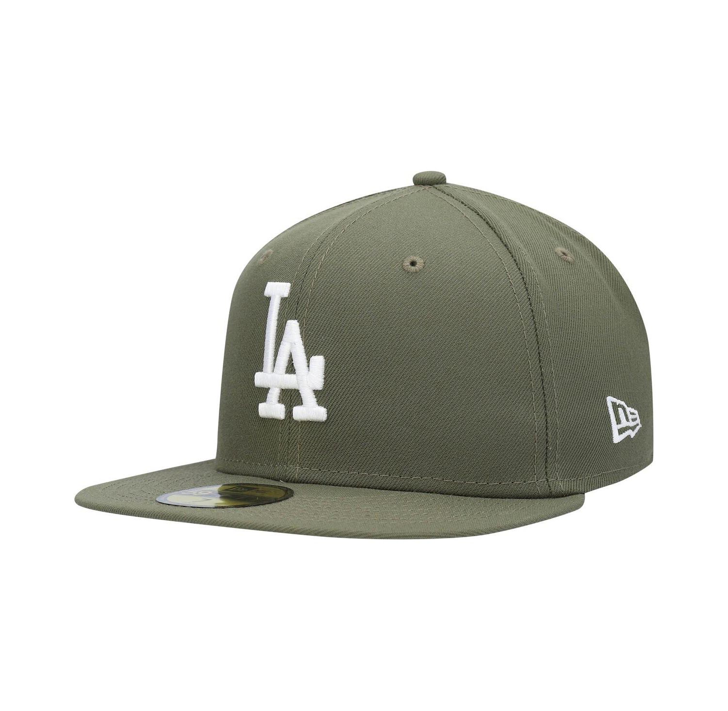 Men's Olive Los Angeles Dodgers Logo White 59FIFTY Fitted Hat