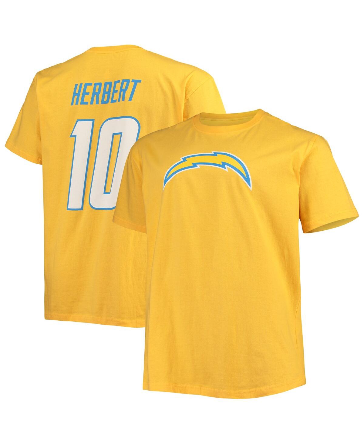 Men's Fanatics Justin HerbertLos Angeles Chargers Big and Tall Player Name and Number T-shirt - Gold