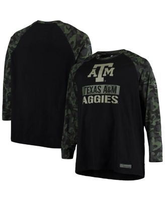 Men's Black, Camo Texas A&M Aggies OHT Military-Inspired Appreciation Big and Tall Raglan Long Sleeve T-shirt