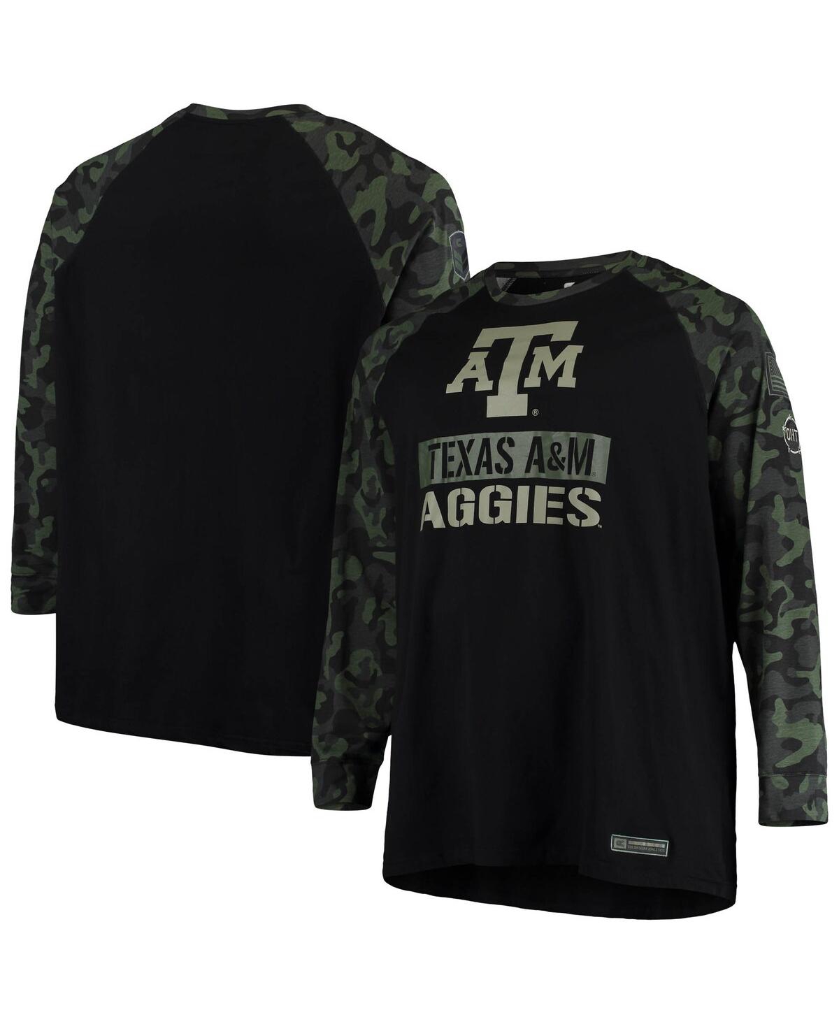 Colosseum Men's  Black, Camo Texas A&m Aggies Oht Military-inspired Appreciation Big And Tall Raglan In Black,camo