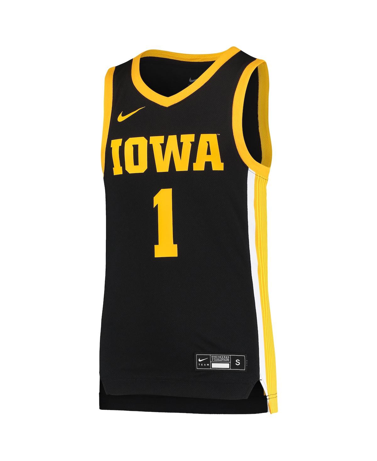 Big Boys Nike 1Iowa Hawkeyes Team Replica Basketball Jersey - Black