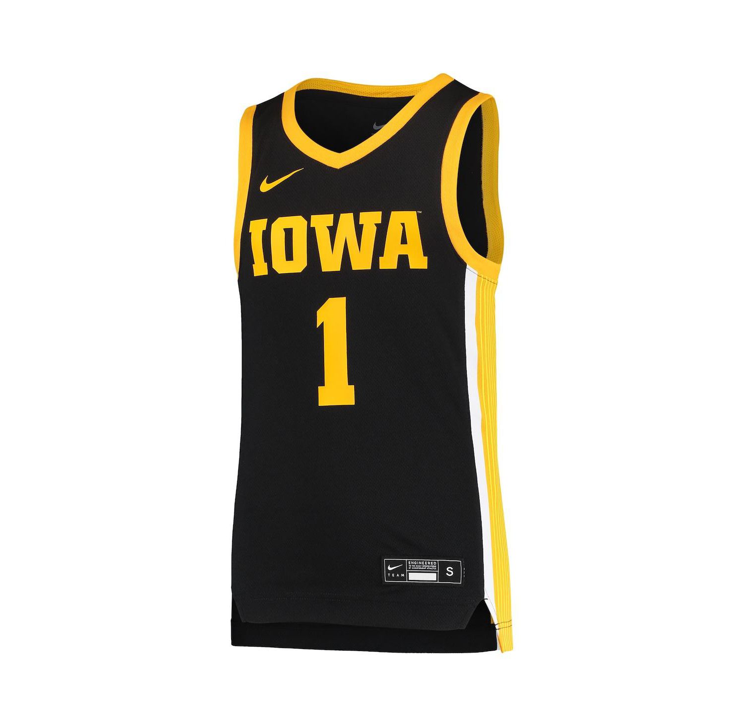 Big Boys 1 Black Iowa Hawkeyes Team Replica Basketball Jersey