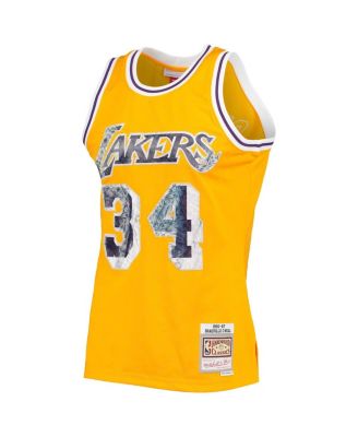 Men's Shaquille O'Neal Gold-Tone Los Angeles Lakers 1996-97 Hardwood Classics 75th Anniversary Diamond Swingman Jersey