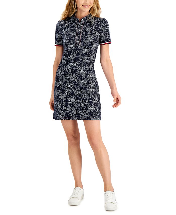 Tommy Hilfiger Women's Cotton Tie Dyed Polo Dress Grey Size -XL