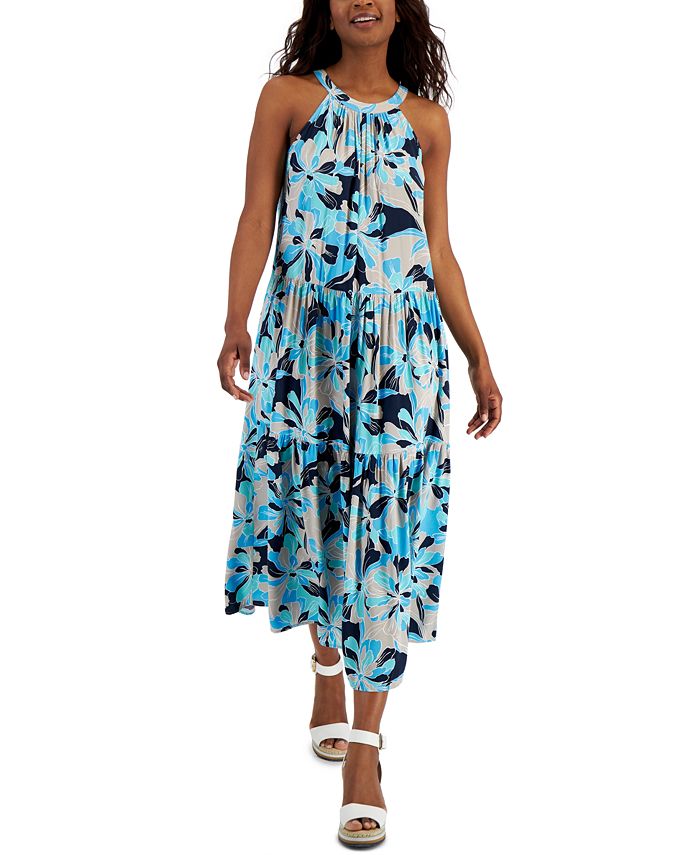 Tommy Hilfiger Women's Floral-Print Halter Maxi Dress - Macy's