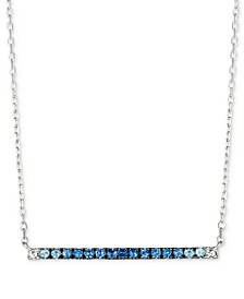 Denim Ombré (1/3 ct. t.w.) & White Sapphire (1/20 ct. t.w.) Bar 18"  Pendant Necklace in 14k White Gold