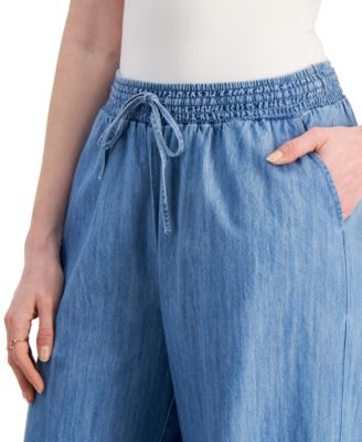Style & Co Women's Chambray Wide-Leg Pants, Created for Macy's