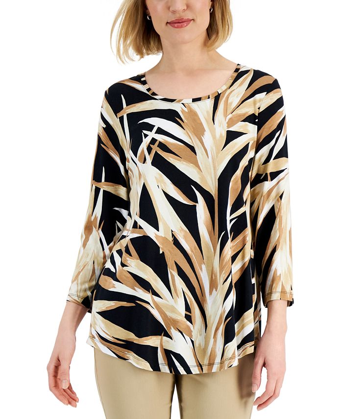 JM Collection Women's Printed 3/4-Sleeve Top, Created for Macy's - Macy's
