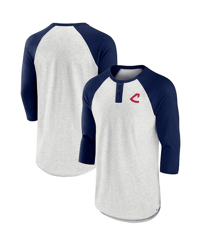 Fanatics Oatmeal And Navy Cleveland Indians True Classics Better Believe  Raglan Henley 3/4-sleeve T-shirt in Blue for Men